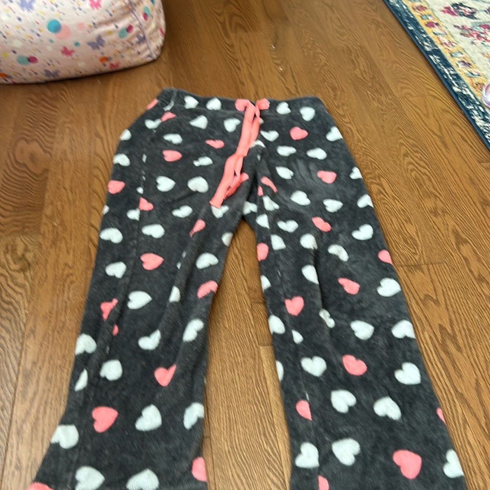 These are pj pants with pink and white hearts very cute and comfy